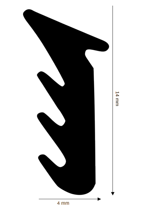 Dichtung für Steck- und Glasleisten für Kunststoff, Aluminium, 4-5mm Luft, R-772