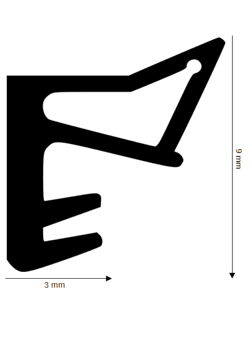 Dichtung für Holzelemente DH R-1936-A mit 3mm Nut im Überschlag