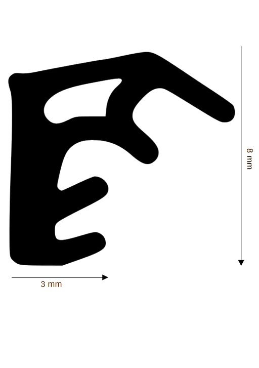 Wooden window seal DH R-2502 with 3mm groove in overlap