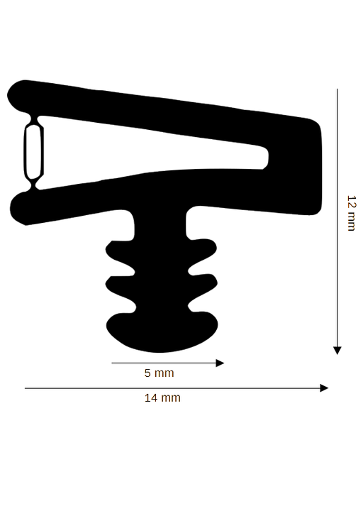 Wooden room door seal DH R-938 for 14mm rebate width with tear-out bar