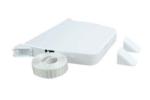 Mini belt winder for doors/windows, white, 14mm belt width, hole spacing 153mm